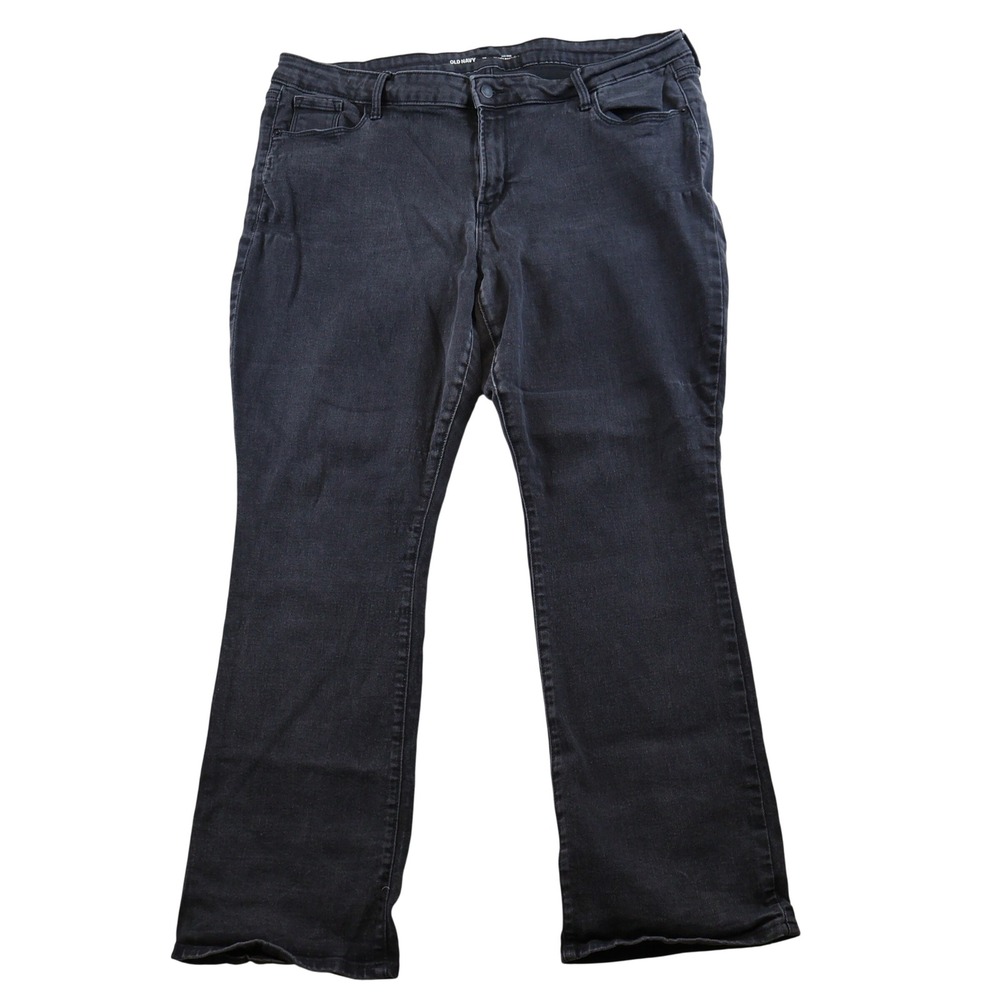Old Navy Womens 18 Kicker Bootcut Jeans Black Mid Rise Stretch Denim